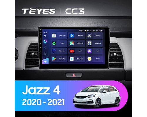 Комплект магнитолы TEYES CC3 4/32 10.2" для Honda Jazz 4【A】【1 Din】2020-2021