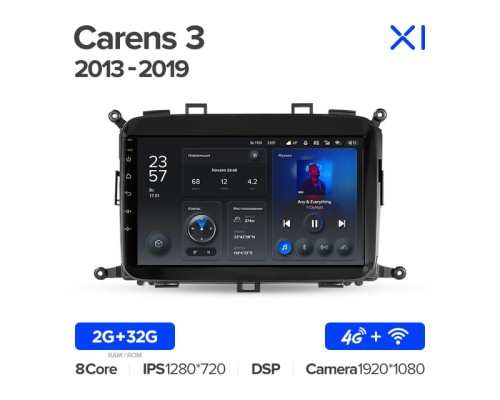 Комплект магнитолы TEYES CC3 4/32 9.0" для Kia Carens RP 3 III 2013-2019