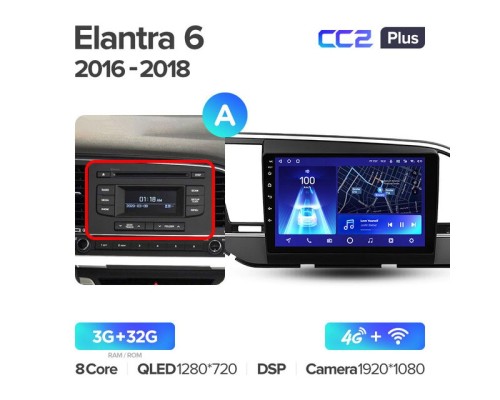 Комплект магнитолы TEYES CC2 Plus 4/32 9.0" для Hyundai Elantra 6 2015-2018