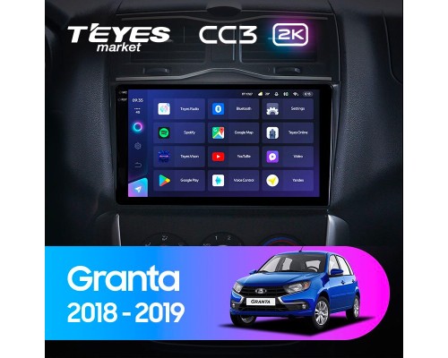 Комплект магнитолы TEYES CC2 Plus 4/32 9.0" для LADA Granta Cross 2018-2019