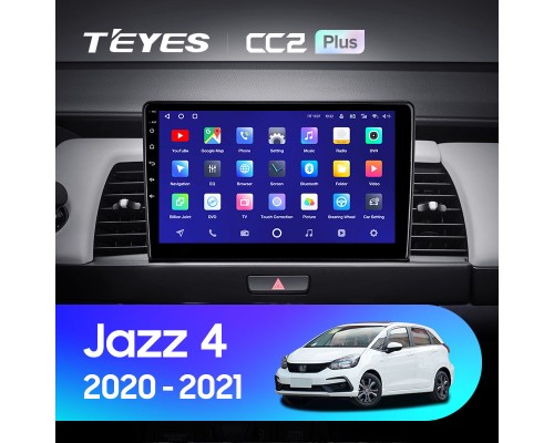 Комплект магнитолы TEYES CC2 Plus 4/32 10.2" для Honda Jazz 4【A】【1 Din】2020-2021